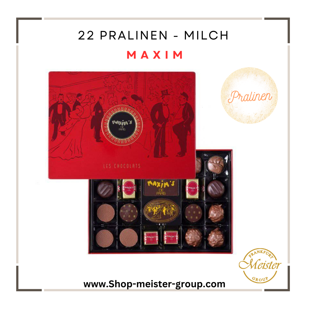 Maxim´s Schachtel mit 22 verschiedenen Pralinen