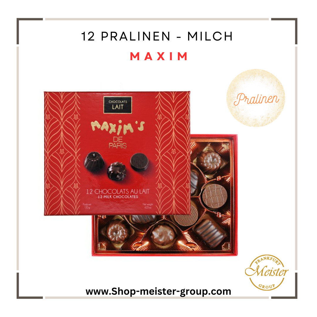 Maxim´s Schachtel mit 12 verschiedenen Pralinen